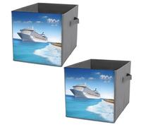 NONHAI Collapsible Storage Bins with Dual Handles Fabric Storage Basket Foldable Cubes Organizer Baskets Seaside Cruise Ship Storage Boxes for Organizing Clothing Cube Storage Organizer Bins