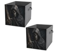 NONHAI Collapsible Storage Bins with Dual Handles Fabric Storage Basket Foldable Cubes Organizer Baskets Skeleton in Robe Storage Boxes for Organizing Clothing Cube Storage Organizer Bins