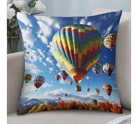 NONHAI Decorative Throw Pillow Covers Set of 2, 12"x12" Square Cushion Case Soft Comfy Colorful Hot Air Balloon Throw Pillows for Couch Cushion Livingroom Farmhouse Home Decor Pillowcases