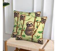 NONHAI Decorative Throw Pillow Covers Set of 2, 12"x12" Square Cushion Case Soft Comfy Cute Cartoon Sloths Throw Pillows for Couch Cushion Livingroom Farmhouse Home Decor Pillowcases