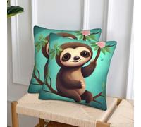 NONHAI Decorative Throw Pillow Covers Set of 2, 12"x12" Square Cushion Case Soft Comfy Cute Sloth Throw Pillows for Couch Cushion Livingroom Farmhouse Home Decor Pillowcases