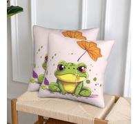 NONHAI Decorative Throw Pillow Covers Set of 2, 12"x12" Square Cushion Case Soft Comfy Leaves and Frog Throw Pillows for Couch Cushion Livingroom Farmhouse Home Decor Pillowcases