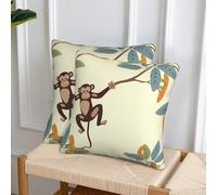 NONHAI Decorative Throw Pillow Covers Set of 2, 12"x12" Square Cushion Case Soft Comfy Monkey Hanging on Tree Branch Throw Pillows for Couch Cushion Livingroom Farmhouse Home Decor Pillowcases