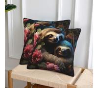 NONHAI Decorative Throw Pillow Covers Set of 2, 20"x20" Square Cushion Case Soft Comfy A Sloth and a Baby Sloth Throw Pillows for Couch Cushion Livingroom Farmhouse Home Decor Pillowcases