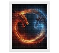 NONHAI Diamond Painting Kits for Adults - DIY Diamond Art Kits for Beginners - Full 5D Paint Drill Diamond Dots Paintings- Fire and Ice Dragons Diamonds Pictures Gem Art and Craft Wall Decor 16"x20"