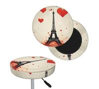 NONHAI Eiffel Tower Heart Airplane Pattern Bar Stool Cover Round Elastic Stool Cushion Covers Dustproof Bar Chair Cover Washable Stool Cushion Slipcover Stretch Stool Seat Covers for 12-14 Inch Chair