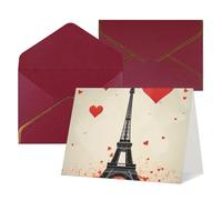 NONHAI Eiffel Tower Heart Airplane pattern Greeting Card with Envelopes Happy Birthday Card for Women Men Christmas Halloween Wedding Thank You Blank Note Cards All Occasion Greeting Cards