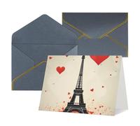 NONHAI Eiffel Tower Heart Airplane pattern Greeting Card with Envelopes Happy Birthday Card for Women Men Christmas Halloween Wedding Thank You Blank Note Cards All Occasion Greeting Cards