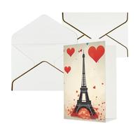 NONHAI Eiffel Tower Heart Airplane pattern Greeting Cards with Envelopes Happy Birthday Card for Women Men Christmas Halloween Wedding Thank You Blank Note Cards All Occasion Greeting Card