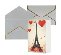 NONHAI Eiffel Tower Heart Airplane pattern Greeting Cards with Envelopes Happy Birthday Card for Women Men Christmas Halloween Wedding Thank You Blank Note Cards All Occasion Greeting Card
