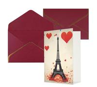 NONHAI Eiffel Tower Heart Airplane pattern Greeting Cards with Envelopes Happy Birthday Card for Women Men Christmas Halloween Wedding Thank You Blank Note Cards All Occasion Greeting Card