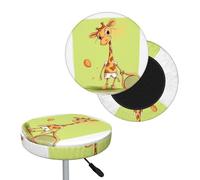 NONHAI Giraffe Playing Tennis Bar Stool Cover Round Elastic Stool Cushion Covers Dustproof Bar Chair Cover Washable Stool Cushion Slipcover Stretch Stool Seat Covers for 12-14 Inch Chair