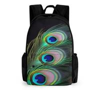 NONHAI Green Peacock Feather Travel Backpack for Women Men Carry On Backpack Lightweight 15.6inch Laptop Backpack