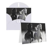 NONHAI Greetings Cards with Envelopes Thinking of You Card Black and White Horses Running Blank Note Card All Occasion Greeting Cards for Birthday, Baby Shower, Congratulations Wedding Thank You Card