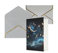 NONHAI Greetings Cards with Envelopes Thinking of You Card Nightsky Hanging Moon Stars Blank Note Card All Occasion Greeting Cards for Birthday, Baby Shower, Congratulations Wedding Thank You Card