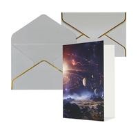 NONHAI Greetings Cards with Envelopes Thinking of You Card Outer Space Galaxy Universe Blank Note Card All Occasion Greeting Cards for Birthday, Baby Shower, Congratulations Wedding Thank You Card