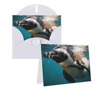NONHAI Greetings Cards with Envelopes Thinking of You Card Penguin Swimming in The Ocean Blank Note Card All Occasion Greeting Cards for Birthday, Baby Shower, Congratulations Wedding Thank You Card