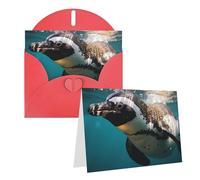 NONHAI Greetings Cards with Envelopes Thinking of You Card Penguin Swimming in The Ocean Blank Note Card All Occasion Greeting Cards for Birthday, Baby Shower, Congratulations Wedding Thank You Card