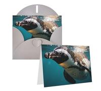 NONHAI Greetings Cards with Envelopes Thinking of You Card Penguin Swimming in The Ocean Blank Note Card All Occasion Greeting Cards for Birthday, Baby Shower, Congratulations Wedding Thank You Card