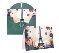 NONHAI Greetings Cards with Envelopes Thinking of You Card Romantic Paris Eiffel Blank Note Card All Occasion Greeting Cards for Birthday, Baby Shower, Congratulations Wedding Thank You Card