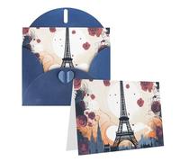 NONHAI Greetings Cards with Envelopes Thinking of You Card Romantic Paris Eiffel Blank Note Card All Occasion Greeting Cards for Birthday, Baby Shower, Congratulations Wedding Thank You Card