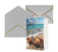 NONHAI Greetings Cards with Envelopes Thinking of You Card Seashells Starfish on Beach Blank Note Card All Occasion Greeting Cards for Birthday, Baby Shower, Congratulations Wedding Thank You Card