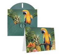 NONHAI Greetings Cards with Envelopes Thinking of You Card Summer Parrot Pineapple Bird Blank Note Card All Occasion Greeting Cards for Birthday, Baby Shower, Congratulations Wedding Thank You Card