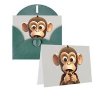 NONHAI Greetings Cards with Envelopes Thinking of You Card The silent monkey Blank Note Card All Occasion Greeting Cards for Birthday, Baby Shower, Congratulations Wedding Thank You Card