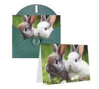 NONHAI Greetings Cards with Envelopes Thinking of You Card Two Little Cute Rabbits Blank Note Card All Occasion Greeting Cards for Birthday, Baby Shower, Congratulations Wedding Thank You Card