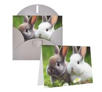 NONHAI Greetings Cards with Envelopes Thinking of You Card Two Little Cute Rabbits Blank Note Card All Occasion Greeting Cards for Birthday, Baby Shower, Congratulations Wedding Thank You Card
