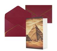 NONHAI Greetings Cards with Envelopes Thinking of You Card Vintage Great Egyptian Pyramid Blank Note Card All Occasion Greeting Cards for Birthday, Baby Shower, Congratulations Wedding Thank You Card