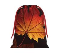 NONHAI Holiday Drawstring Gift Bags Fall Autumn Leaves Wrapping Sacks Pouches for Xmas Presents Craft Jewelry Pouches Christmas Candy Bag for Wedding Party Favor Wrapping Bags