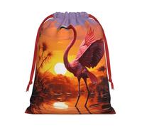 NONHAI Holiday Drawstring Gift Bags Flamingo Sunset Wrapping Sacks Pouches for Xmas Presents Craft Jewelry Pouches Christmas Candy Bag for Wedding Party Favor Wrapping Bags
