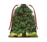 NONHAI Holiday Drawstring Gift Bags Garlad Pine Tree Wrapping Sacks Pouches for Xmas Presents Craft Jewelry Pouches Christmas Candy Bag for Wedding Party Favor Wrapping Bags
