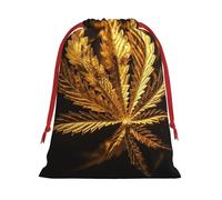 NONHAI Holiday Drawstring Gift Bags Golden Cannabis Wrapping Sacks Pouches for Xmas Presents Craft Jewelry Pouches Christmas Candy Bag for Wedding Party Favor Wrapping Bags