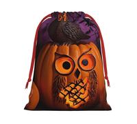 NONHAI Holiday Drawstring Gift Bags Halloween Owl Pumpkin Wrapping Sacks Pouches for Xmas Presents Craft Jewelry Pouches Christmas Candy Bag for Wedding Party Favor Wrapping Bags