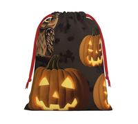 NONHAI Holiday Drawstring Gift Bags Halloween Pumpkin and Owl Wrapping Sacks Pouches for Xmas Presents Craft Jewelry Pouches Christmas Candy Bag for Wedding Party Favor Wrapping Bags