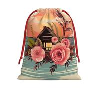 NONHAI Holiday Drawstring Gift Bags Home Sweet Home Wrapping Sacks Pouches for Xmas Presents Craft Jewelry Pouches Christmas Candy Bag for Wedding Party Favor Wrapping Bags