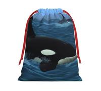 NONHAI Holiday Drawstring Gift Bags Killer Whales Swim Along Wrapping Sacks Pouches for Xmas Presents Craft Jewelry Pouches Christmas Candy Bag for Wedding Party Favor Wrapping Bags