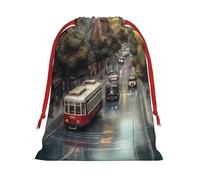 NONHAI Holiday Drawstring Gift Bags Large City Street Wrapping Sacks Pouches for Xmas Presents Craft Jewelry Pouches Christmas Candy Bag for Wedding Party Favor Wrapping Bags