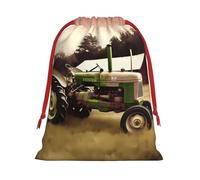 NONHAI Holiday Drawstring Gift Bags Old Tractor Photo Farm Wrapping Sacks Pouches for Xmas Presents Craft Jewelry Pouches Christmas Candy Bag for Wedding Party Favor Wrapping Bags
