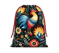 NONHAI Holiday Drawstring Gift Bags Polish folk art pattern Wrapping Sacks Pouches for Xmas Presents Craft Jewelry Pouches Christmas Candy Bag for Wedding Party Favor Wrapping Bags