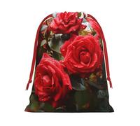 NONHAI Holiday Drawstring Gift Bags Red Roses Bush in The Garden Wrapping Sacks Pouches for Xmas Presents Craft Jewelry Pouches Christmas Candy Bag for Wedding Party Favor Wrapping Bags