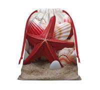 NONHAI Holiday Drawstring Gift Bags Red Starfish Seashells Wrapping Sacks Pouches for Xmas Presents Craft Jewelry Pouches Christmas Candy Bag for Wedding Party Favor Wrapping Bags
