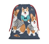 NONHAI Holiday Drawstring Gift Bags Wearing Clothes Corgi Dogs Wrapping Sacks Pouches for Xmas Presents Craft Jewelry Pouches Christmas Candy Bag for Wedding Party Favor Wrapping Bags
