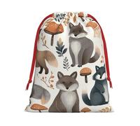 NONHAI Holiday Drawstring Gift Bags Woodland raccoon animals Wrapping Sacks Pouches for Xmas Presents Craft Jewelry Pouches Christmas Candy Bag for Wedding Party Favor Wrapping Bags