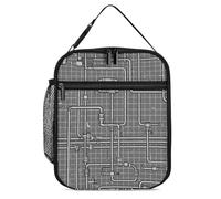 NONHAI Insulated Lunch Bag for Women Men Leakproof Reusable Lunch Box Gray Pipe Pattern Cooler Bag for Work Office Picnic Beach