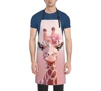 NONHAI Kitchen Cooking Aprons for Women Men Chef Apron Giraffe Bib Apron with Pockets Waterproof Grill Apron