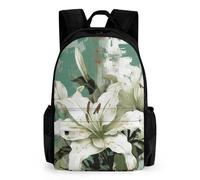 NONHAI Light Green Lily Travel Backpack for Women Men Carry On Backpack Lightweight 15.6inch Laptop Backpack