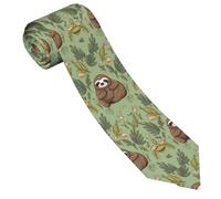 NONHAI Men's Necktie Classic Silk Tie Stars and american flag Fashion Neck Ties Men Formal Occasion Business Ties, Sloth on the Grass, One Size
